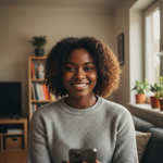make me an author avatar that looks like an avarge person and was taken on a phone and make them black